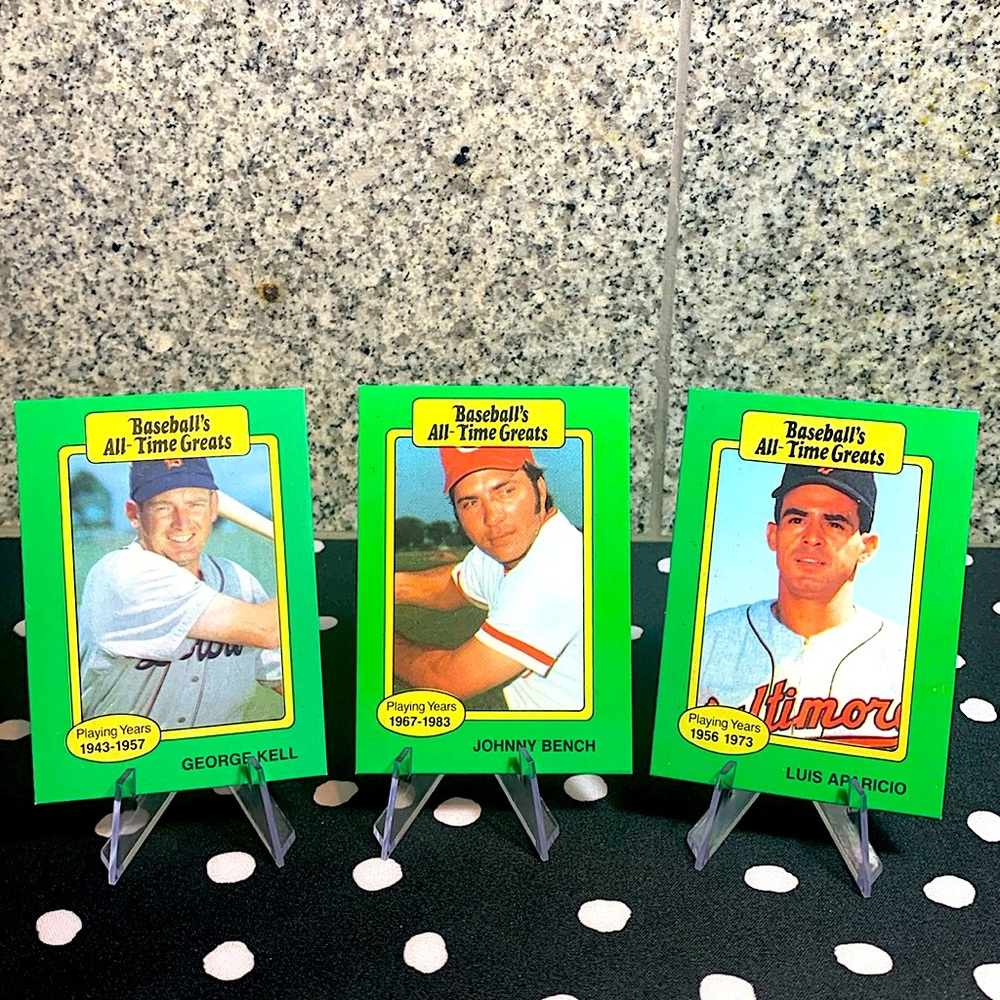 Baseballs All Time Greats George Kell Johnny Bench Luis Aparicio Perfect Cards!
